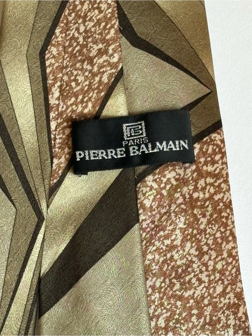 VNTG Pierre Balmain Paris Silk Tie Earth Tones Luxury Nexktie